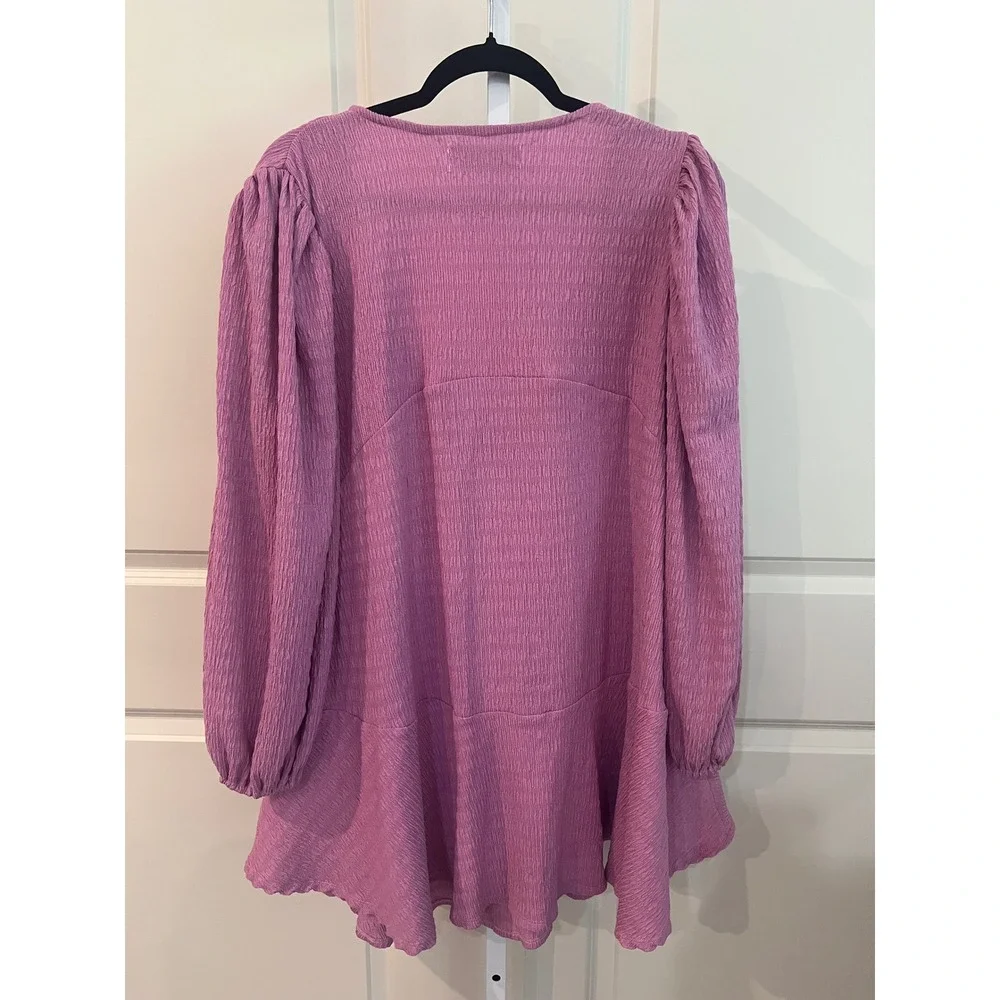 Free People Beach Womens Orchid Purple Textured Tie Front Mini Dress Medium
